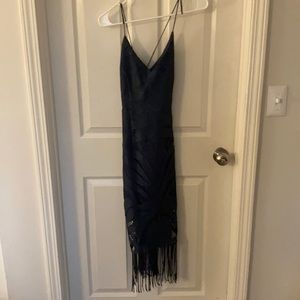 Two Sister Navy Blue Fringe Dress